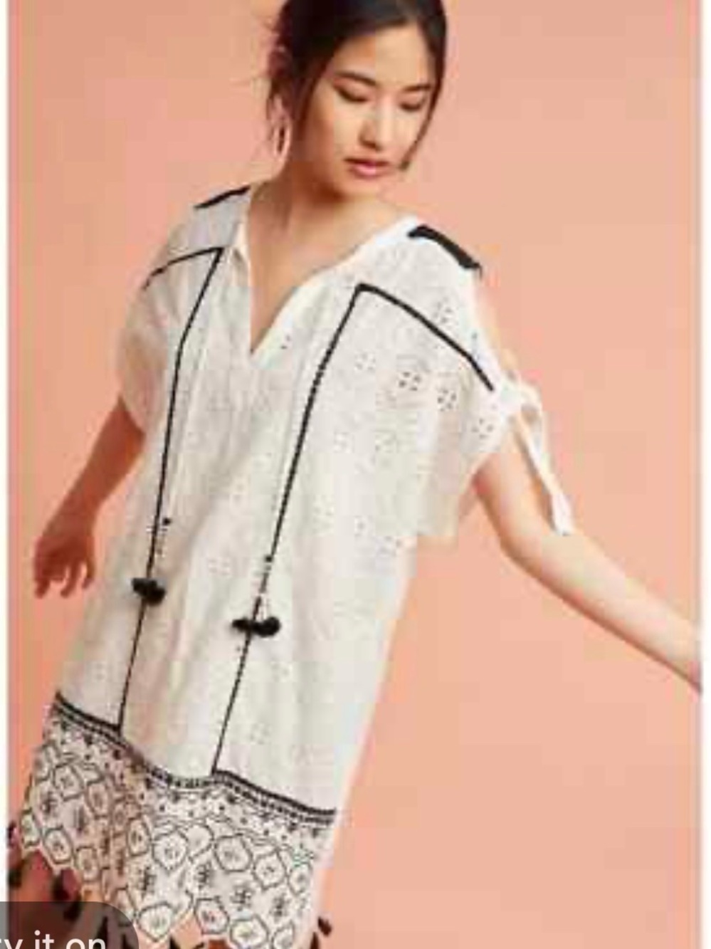 HEMANT & NANDITA White Eyelet Tunic dress Black Label